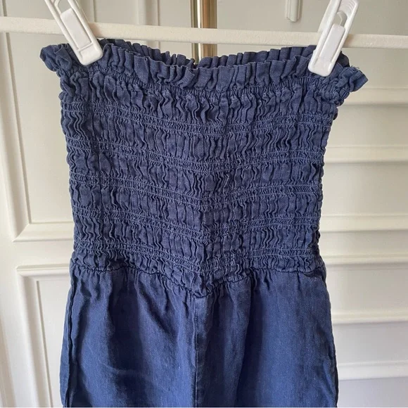 Bella Dahl Navy Blue Strapless Jumpsuit XS linen - Picture 4 of 5